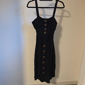 Altar'd State Black Midi Dress with Button Detail